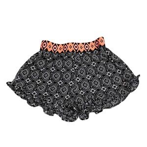 Meraki Orange and Black Geometric Ruffled Shorts Size M/L